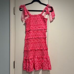 Pink Floral Tiered Dress